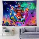 2 x Mario Birthday Party Decorations,Happy Birthday Banner Backdrop for Birthday Party Supplies