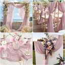 3 Pcs Dusty Pink Cheesecloth Table Runner, 35"120" Cheese Cloth Boho Gauze Rustic Sheer Table Runner, Table Decorations for Valentine'Day Wedding Bridal Baby Shower Birthday Holiday Home Decor