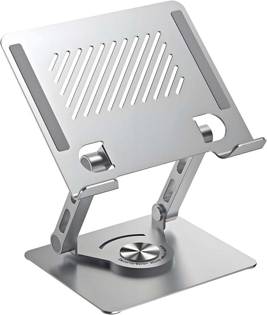 GuaziV 360 Rotating Tablet Stand - Adjustable iPad Tablet Holder for Desk, Foldable iPad Swivel Stand for Home & Office (Argent Silver)