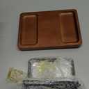 Generic Wooden Desktop Tissue Holder, Rustic Paper Napkin Display Stand with Salt and Pepper Tray, Freestanding Napkin Organizer for Kitchen Countertop