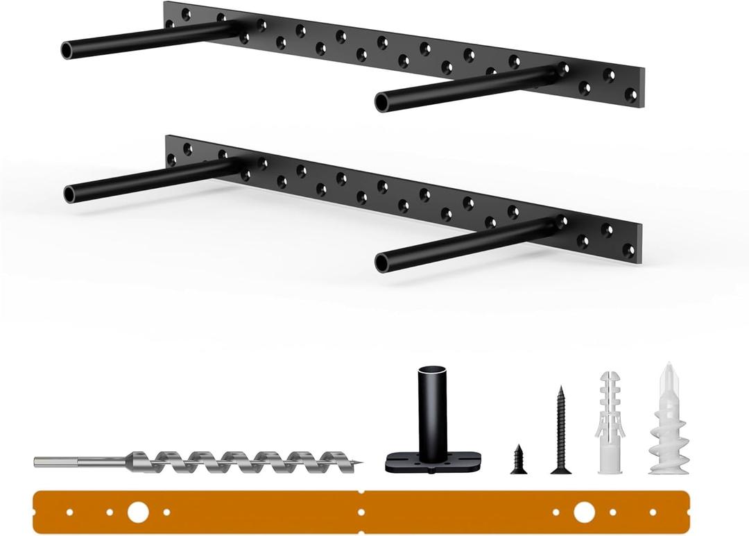 2pcs Floating Shelf Bracket Heavy Duty Floating Mantel Bracket Black Metal Decorative Floating Shelf Hardware Hidden Shelving Mounting Brackets (18X8X1)