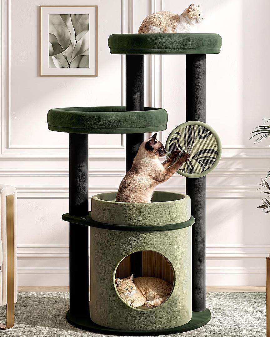 Maine Coon Cat Tree for Large Cats, Purrlato 46" Cat Tower, Stable Base