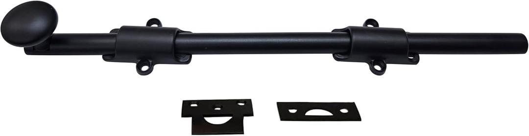 QCAA Solid Brass Dutch Door Bolt, 12", Matte Black, Made in Taiwan, 1 Pack