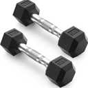 PAPABABE HEX Dumbbell Set 2.5-125lb, Rubber Encased Home Gym Dumbbells, Exercise & Fitness Weights Dumbbells for Women & Men, Hand Weight for Strength Training 5LB each