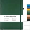 Lined Journal Notebook, 8.5" x 11" Hardcover Leather Notebook for Work, Wide Ruled Notebook Journal for Women Men, 192 Thick Paper, Lay Flat, 2 Pockets, A4 Large Journals for Writing, Green Notebook