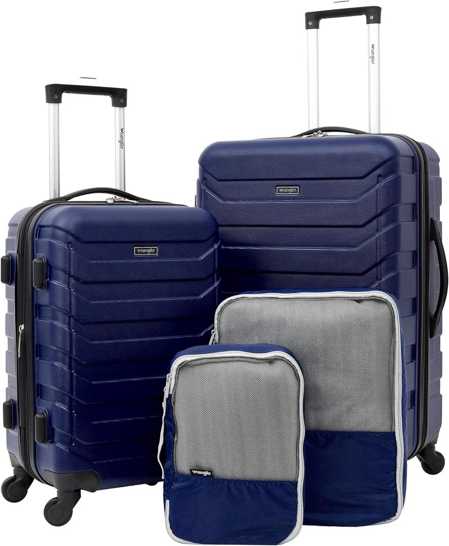 Wrangler 4 Piece Miami Luggage and Packing Cubes Set, Blue