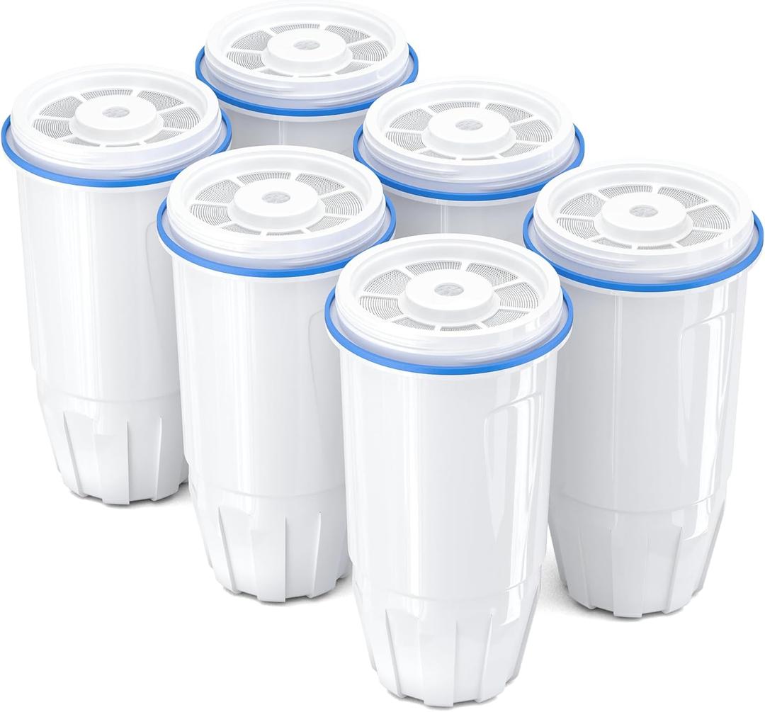 Upgraded Water Filter Replacement Fit for Zero Pitcher and Dispenser ZR-001 ZR-004 ZP-006 ZR-017, Five-Stage Filter System, Effectively Reducing Lead, Chromium, and Contaminants, Pack of 6, By BOGDA
