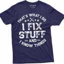 Men's Funny I fix Stuff T-Shirt Mechanic Engineer Garage Tee Shirt (Large, Navy Blue)