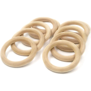4 Inch Width Wooden Rings 10PCS for Macrame, Jewelry Making, and DIY Crafts, Unfinished Smooth Wood Rings, 3/5 Inch Diameter