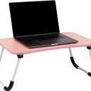 Mind Reader Lap Desk Laptop Stand, Bed Tray, Folding Legs, Couch Table, Portable, MDF, 23.25" L x 13.75" W x 10.5" H, Pink
