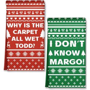 Miss Adola Christmas Kitchen Towels - Christmas Theme 18x26 Inch Absorbent 2pcs Microfiber Dish Towels for Kitchen, Cute Holiday Designs with Xmas Movie Quotes for Decoration, Gifting, Housewarming (Dialogue)