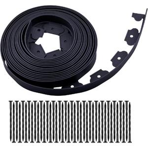 Garden Edging40ft Landscape Edging with 40 Spikes for Lawn 2 Inch Tall (Black, 40FT)