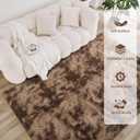 Litanika 5x8 Shag Area Rug for Living Room Bedroom, Tie-Dyed Brown High Pile Soft Plush Shaggy Furry Bedside Playroom Dorm Carpet, Non-Slip, Non-Shedding Modern Indoor Floor Rug