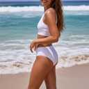 LIZENS Women's White Bikini Set Two Piece Swimsuit for Beach Surfing (White, M)