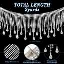 Juinte Rhinestone Fringe Trim Rhinestone Ribbon Tassel Chain Applique Diamond Crystal Tassel Fringe Trim for Sewing Crafts Clothing Accessories Jewelry DIY Decoration(2 Yards)