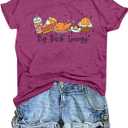 Thanksgiving Shirts for WomenFunny Turkey Graphic Shirt Thankful Pumpkin Tshirts (M)