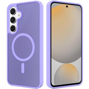 3 x for Samsung Galaxy S24 FE Case Compatible with MagSafe Slim Thin Hard PC Translucent Frosted Rugged Drop-Proof Shockproof Protective Case for Samsung Galaxy S24 FE (Purple)