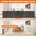 Pawtners Retractable Baby Gates Extra Wide, Dog Gate Indoor for Stairs, Pet Gate with Support Rods for Doorways Hallways Indoor & Outdoor,51" Tall x 200" Wide