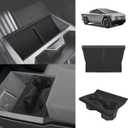 BestEvMod 2PCS Center Console Phone Charge Area Silicone Mat & Cup Holder Insert Compatible with 2025 2024 Tesla Cybertruck Waterproof Non-Slip Easy to Clean Black (Cup Holder Insert+Charge Pad Mat)