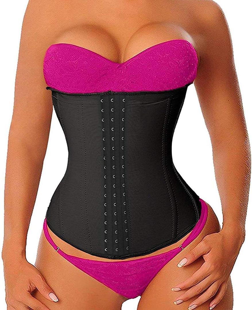 YIANNA Latex Long Torso Waist Trainer for Women Tummy Control Underbust Waist Cincher Corset Sport Girdle Body Shaper (1-black)