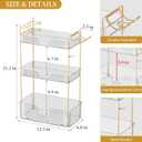 Bathroom Counter Organizer for Vanity, Makeup Organizer Countertop with Holder, Large Capacity Storage Rack, Perfect Large Skincare, Hair Care, Perfume, Easy to Install (Clear, 3Tiers)