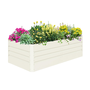 SnugNiture Galvanized Raised Garden Bed 6x3x2FT Outdoor Large Metal Planter Box Steel Kit for Planting Vegetables, Flowers, Beige White