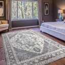 Area Rug 810, Large Vintage Boho Rug,Ultra-Soft Low Pile, Washable, Non Slip,Stain Resistant, Carpet for Living Room Bedrooms Playroom Office Kitchen, Grey/Cream