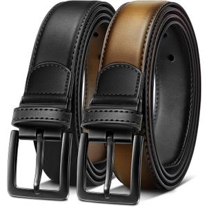 BULLIANT Men's Belt,Reversible Belt Adjustable For Gift Men 1.25”-Cut For Fit-2 Sides in 1 Belt(Not 2)(Black/Tawny,54"-56" Waist Adjustable)
