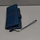 FALAN MULE Women Leather Wallet Large Capacity Bifold RFID Blocking Card Holder with Zipper Coin Pocket (AE-Peacock Blue)