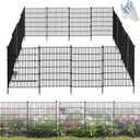 16 Panels Garden Fence, Rustproof Metal Fence Panels - 32in (H)37.8ft (L) Garden Fencing Animal Barrier with Gate, Dog Fence Outdoor for Yard