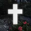 Solar Lighted Cross Grave Lighted Garden Cross Stake Decor LED Jesus Cross Light Decoration for Home Memorial Decoration,Outdoor Yard, Home, Patio, White, LAMP1