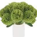 Hananona 12 Pcs Artificial Chrysanthemums Flowers Ball Flower, Fake Mums Flowers Green Silk Flowers for Home Decor Indoor Floral Arrangement St Patricks Day Table Centerpiece (12, Green)