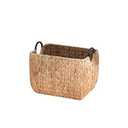 Ludmilla Large Rectangular Water Hyacinth Woven Wicker Basket with Handles | Multi-Purpose Organizer for Halloween & Thanksgiving Storage, Laundry, and More (16" x 12" x 13" - Natural Brown)