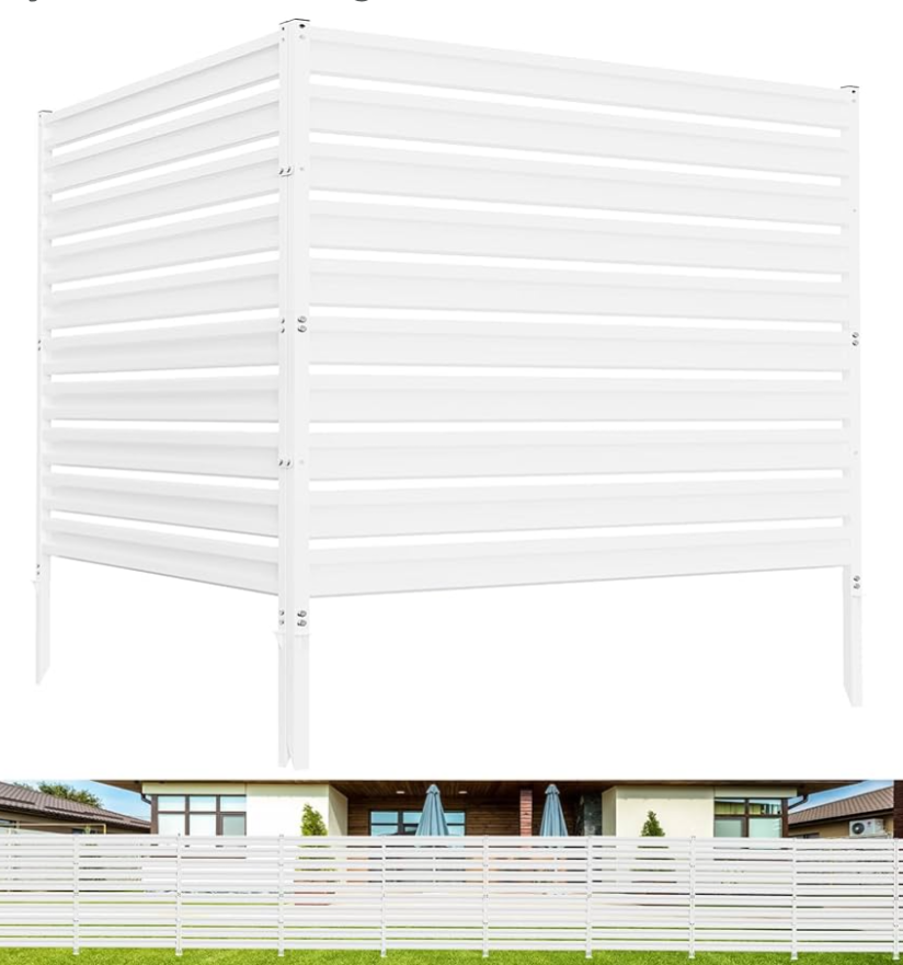 Metal Privacy Fence Panels for Outside, 42" H x 38" W (2 Panels) Air Conditioner Fences, Pool Equipment Enclosure Trash Can Fence, No Dig Privacy Screen Fencing for Outdoor, White