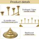Scalloped Gold 12ct Taper Holder Candelabra Antique Finish Christmas Vintage Scalloped Taper Candle Holder Farmhouse Candle Holder Decor Wedding, Dinning, Party (Antique Brass)