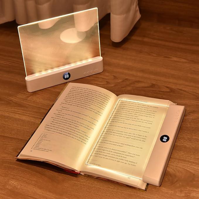 LED Book Light and Night Light 2 in 1, 3 Color Temperatures & Stepless Dimming, USB Rechargeable Reading Light with Timer for Night Reading (White)