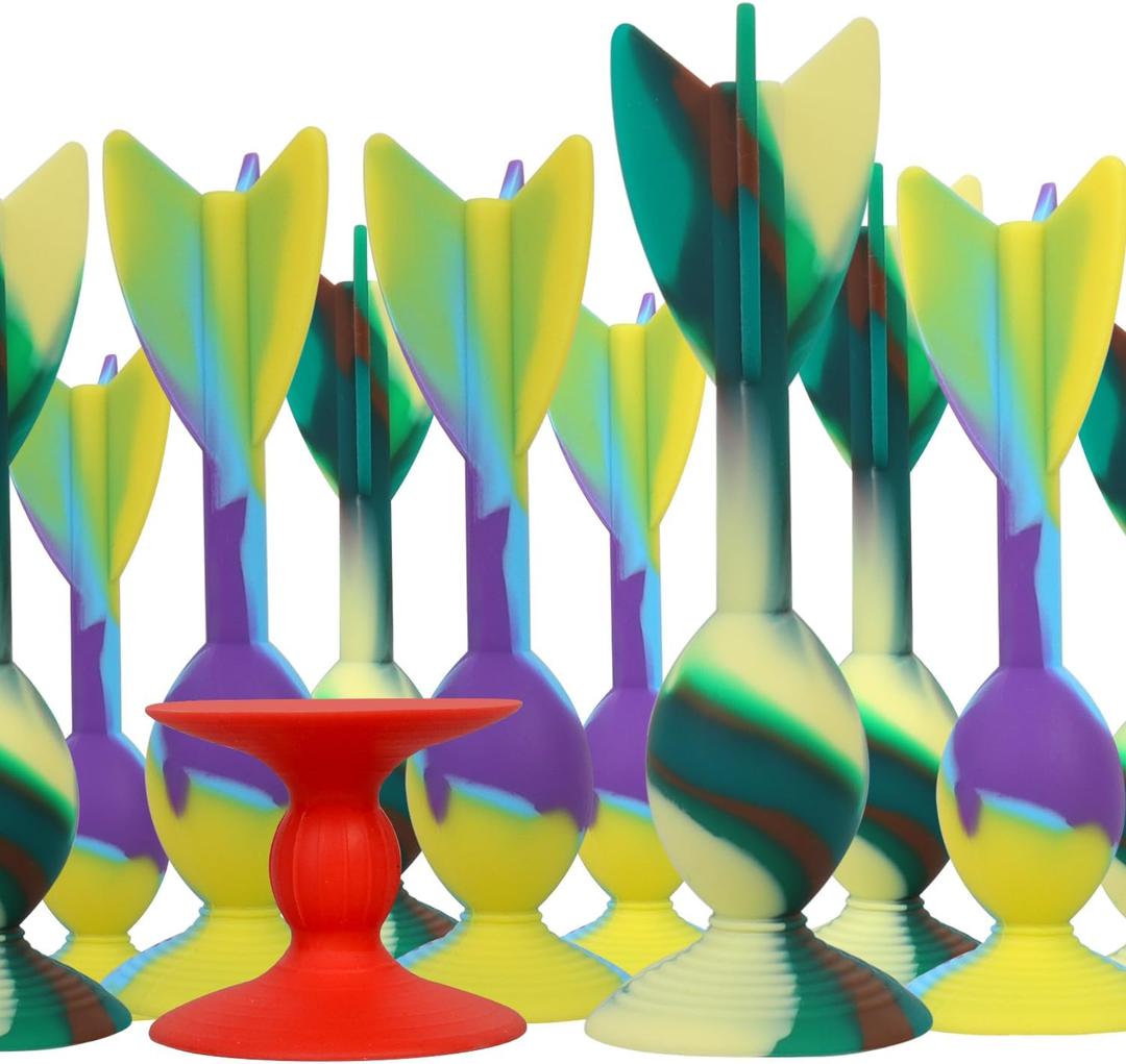 4.7 "Large Size 10 Pack Silicone Suction Colorful Darts with 1 Bullseye Sucker Sports Throwing Game Toy Set, Outdoor Indoor Game Sports