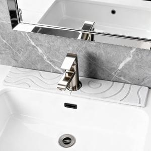 Stone faucet mat for kitchen sink,stone faucet mat for kitchen sink,stone drying matFaucet Washer and Soap Dish Set,Super Absorbent Diatomite Faucet Mat, Kitchen Sink Accessories in 3 Colors (17.7in*4in, White)