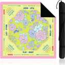 Soulchen Yellow and Pink American Mahjong Mat with Rules for Table, No Creases, Ships Rolled, 31.5 x 31.5 Non-Slip Noise Reduction Gaming Mat with Carrying Bag for Mahjong Poker Card Board Games, 31.5 x 31.5 x 0.2 inches