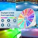 LED Pool Light Bulb: 120V 45W RGBW Pool Light for Inground Pool with 15 Light Modes - 7000K Pool Lighting - E26 Replacement for Pentair and Hayward Pool Light Fixture