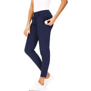 Hiverlay Womens pro Golf Pants Quick Dry Slim Lightweight Work Pants with Straight Ankle Also for Hiking or Casual Ladies (Large, Deep Blue)