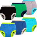 BIG ELEPHANT Toddler Training Pants, Soft Cotton Absorbent Training Underwear for Baby Boys & Girls (3T, Blue 6 Pack)
