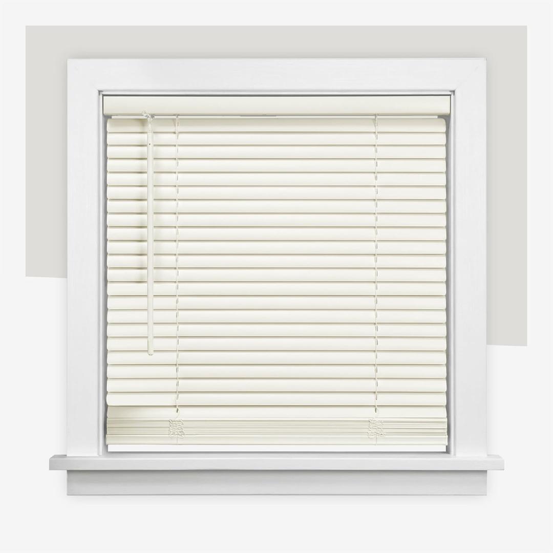 CHICOLOGY Cordless Mini Blinds, 1 Inch Vinyl Window Blinds, Room Darkening & Privacy, Easy Install with Adhesive Brackets, Child Safe, for Windows, Doors & Campers, Alabaster,26" W x 72" H