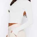 Womens Long Sleeve Sexy Backless T Shirts Y2K Casual Fall Slim Fitted Crop Top (White, M)