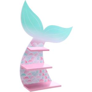 Bencailor Wall Decor Shelf Bedroom Hanging Shelf Wall Mounted Wooden Floating Bathroom Decor for Girls Bedroom Nursery Gift(Cute Mermaid)