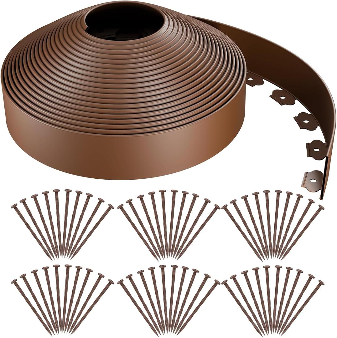 AGTEK Garden Edging 98FT Landscape Edging Kit 3 Inch Height Plastic Garden Border No Dig Lawn Border for Yard Flower Bed with 60 Stakes