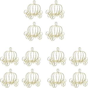 BESTOYARD Set of 12 Pumpkin Carriage Candy Holder - Elegant Wire Candy Box Wedding Favor, Anniversary Wedding Halloween Princess Centerpiece