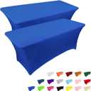 IVAPUPU 2 Pack 6FT Table Cloth for Rectangular Fitted Events Stretch Royal Blue Table Covers Washable Spandex Tablecloth Protector for Party, Wedding, Cocktail, Banquet, Festival