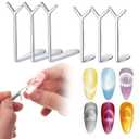 6 Pcs Cat Eye Magnet Tool Set, Y-Shaped Nail Magnets for Nail Art Professional Nails Magnets Heart Magnet for Cat Eye Gel Polish, Nail-Magnet for Salon & Home Manicure