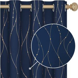 Deconovo Blackout Curtains - Thermal Insulated, Noise-Reducing Window Drapes for Bedroom, Living Room -2 Panels, Navy Blue, 52W x 84L